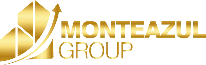 Logo dorado de la empresa Monte azul group